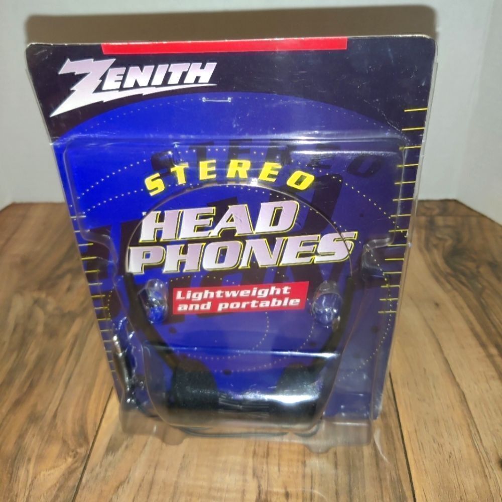 Vintage Zenith Stereo Headphones Adjustable Over Ear ORIGINAL PACKAGING Retro
